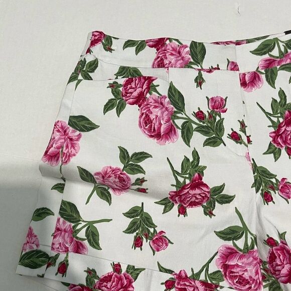 SOHO Apparel LTD Floral Print Shorts High Waisted‎ White Pink Rose Size 8 - Picture 5 of 12